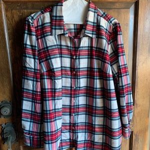 Loft Plus shimmer plaid button up shirt